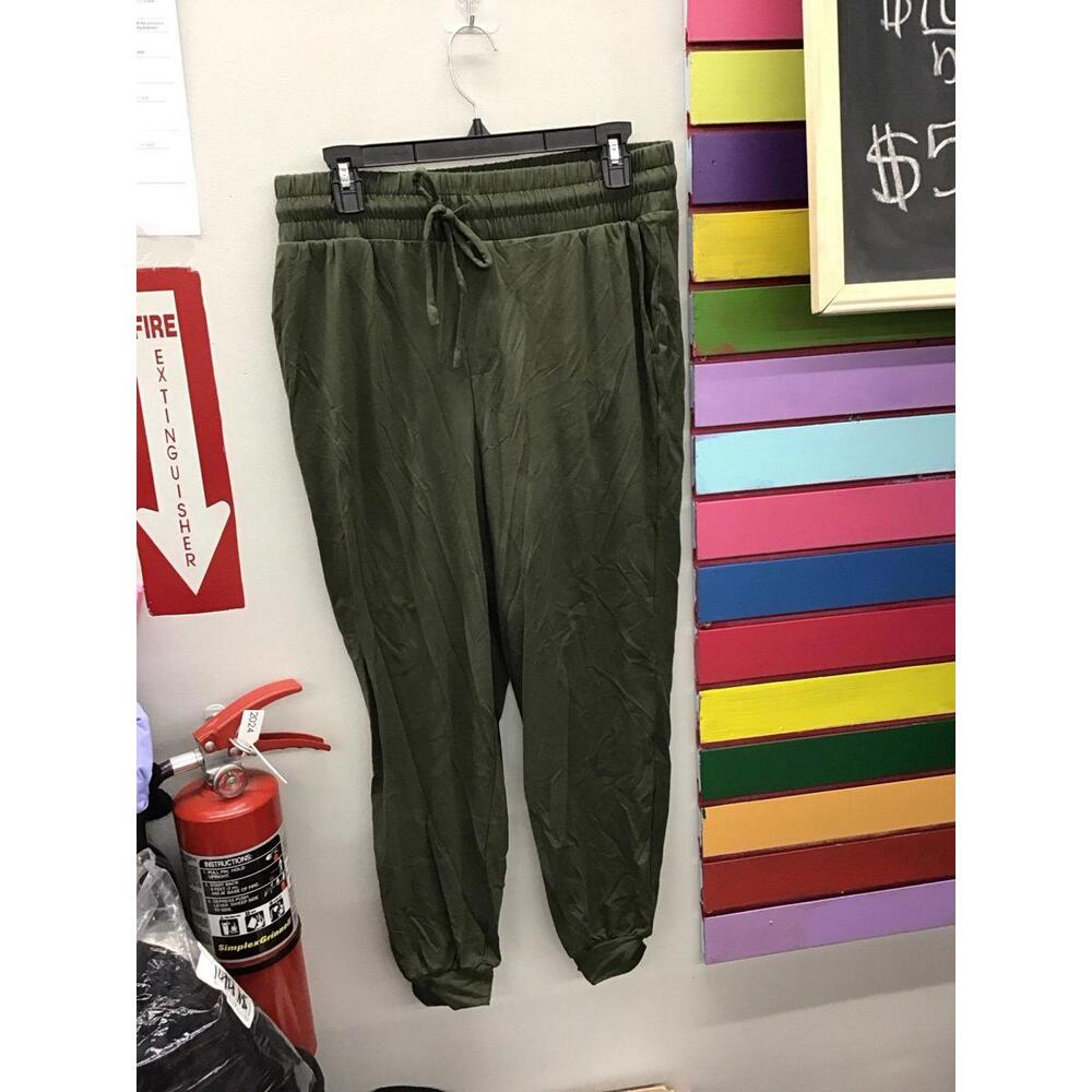 Anybody cozy knit 2 pack jogger and pants small black/thyme new qvc